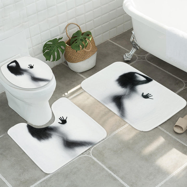 3Pcs,Set Bathroom Rug Mats Female Shadow Anti-slip Carpet Shower Toilet Rug Floor Mat Image 4