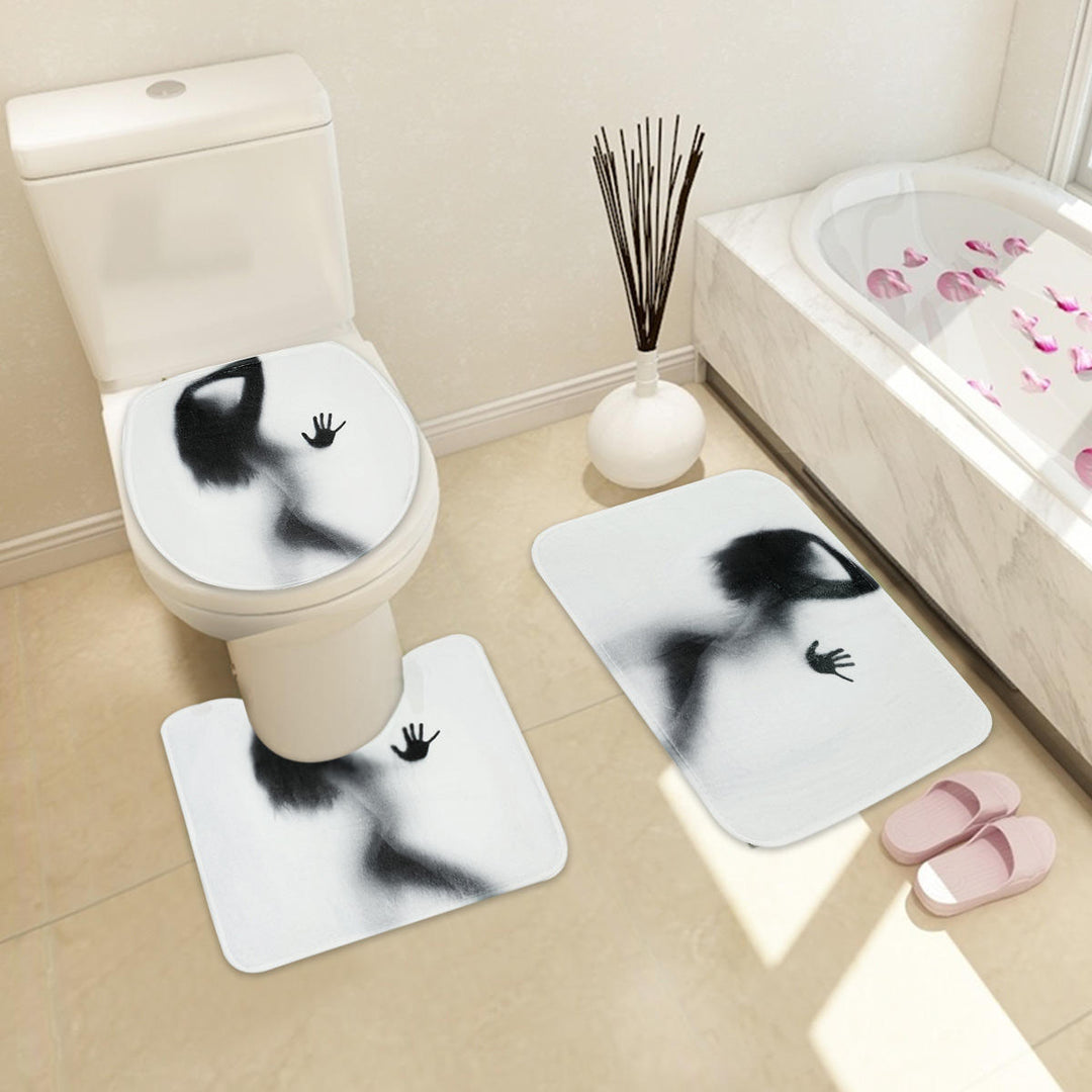 3Pcs,Set Bathroom Rug Mats Female Shadow Anti-slip Carpet Shower Toilet Rug Floor Mat Image 5