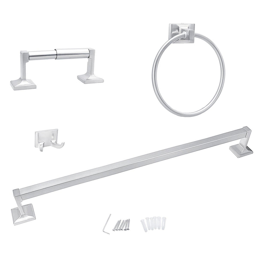 4 PCS Towel Bar Set Bath Accessory Bathroom Hardware Kit Brushed Holder Image 1