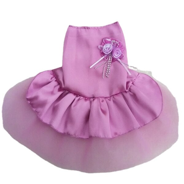 4 Colors Summer Puppy Pet Dog Tutu Lace Satin Skirt Cat Princess Party Wedding Dress Image 3