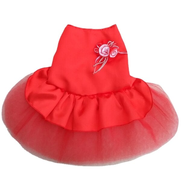 4 Colors Summer Puppy Pet Dog Tutu Lace Satin Skirt Cat Princess Party Wedding Dress Image 4