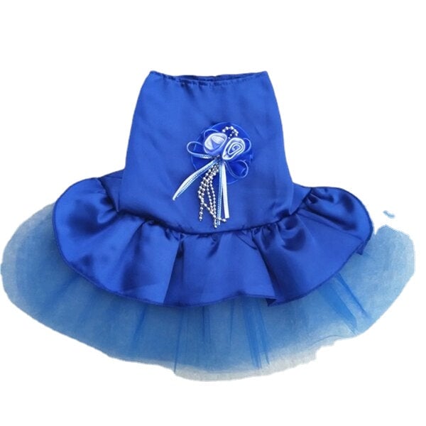 4 Colors Summer Puppy Pet Dog Tutu Lace Satin Skirt Cat Princess Party Wedding Dress Image 5