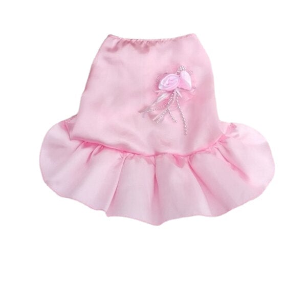 4 Colors Summer Puppy Pet Dog Tutu Lace Satin Skirt Cat Princess Party Wedding Dress Image 6