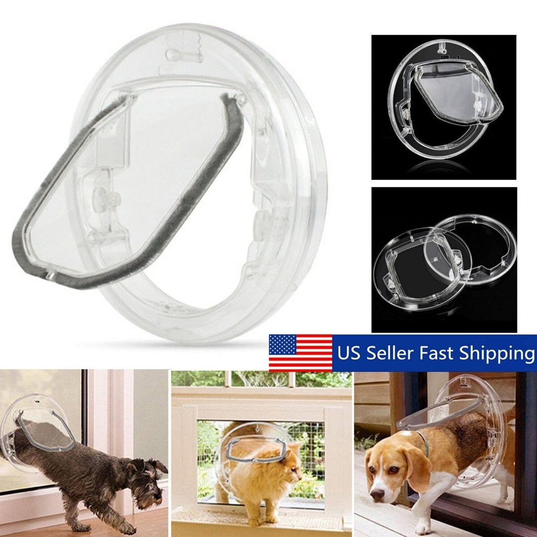 4 Way Round Clear Locking Flap Pet Door Cat Small Dog for Screen Glass Window Pet Door Image 4