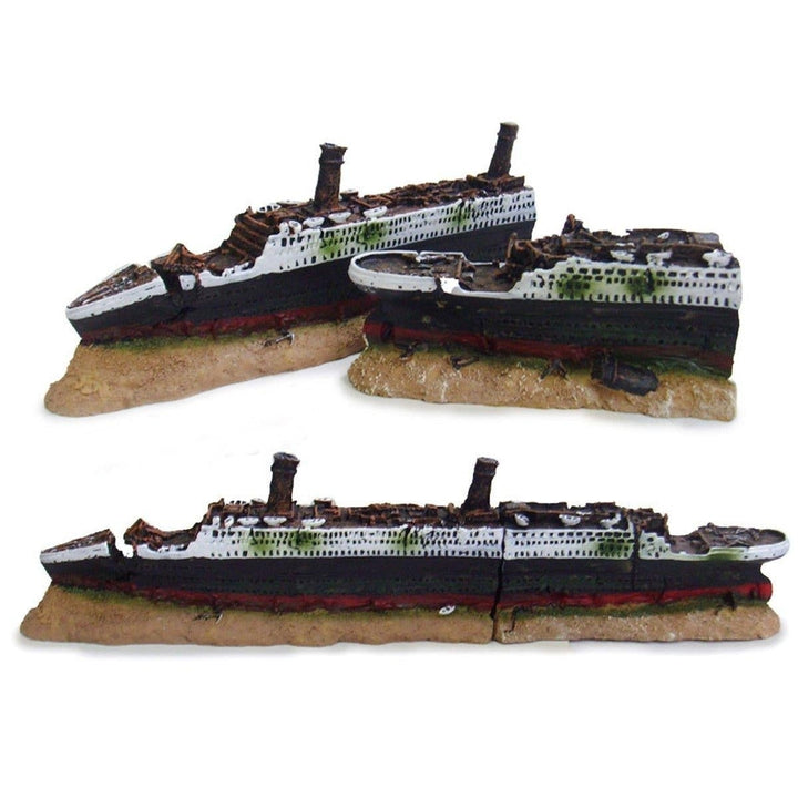 40cm Aquarium Fish Tank Ornament Shipwreck Boat Ship Wreck Hiding Cave Decor Image 1