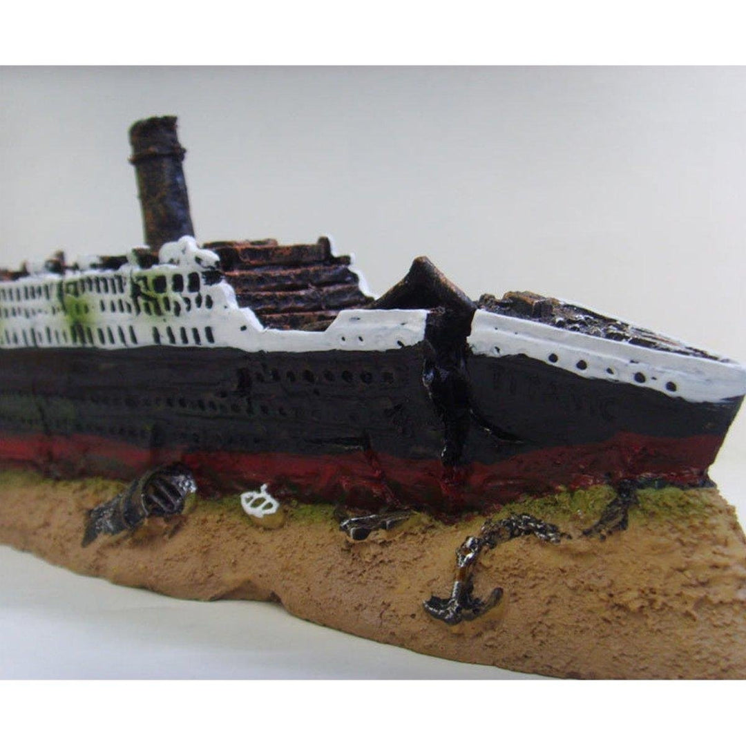 40cm Aquarium Fish Tank Ornament Shipwreck Boat Ship Wreck Hiding Cave Decor Image 3