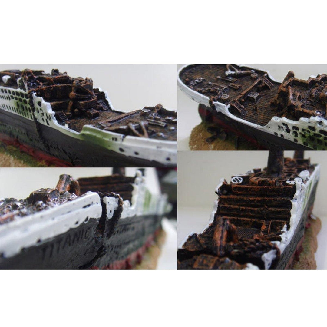 40cm Aquarium Fish Tank Ornament Shipwreck Boat Ship Wreck Hiding Cave Decor Image 4