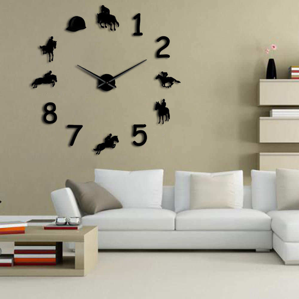 47 Inch Wall Clock Farmhouse Cowboys Modern Design Giant Wall Clock Rodeo Horse Riding DIY Wall Watch Image 2