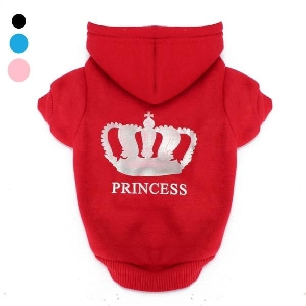 4Colors Winter Pets Dog Princess Crown Printed Clothes Puppy Cat Hoodie Warm Coat DTTT Image 1