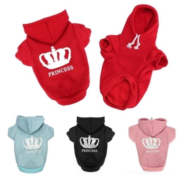 4Colors Winter Pets Dog Princess Crown Printed Clothes Puppy Cat Hoodie Warm Coat DTTT Image 2