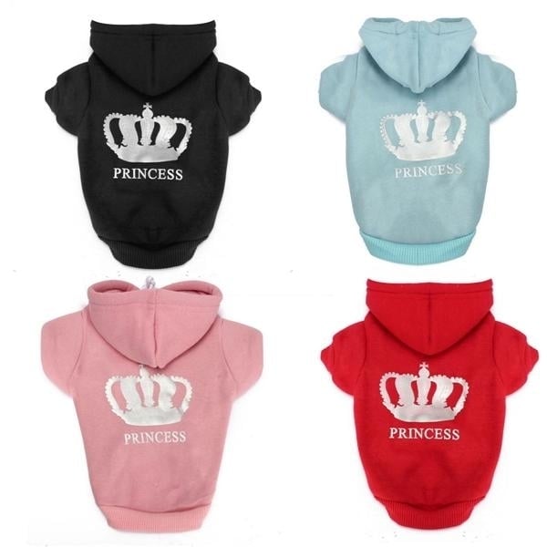 4Colors Winter Pets Dog Princess Crown Printed Clothes Puppy Cat Hoodie Warm Coat DTTT Image 3