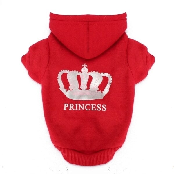 4Colors Winter Pets Dog Princess Crown Printed Clothes Puppy Cat Hoodie Warm Coat DTTT Image 1