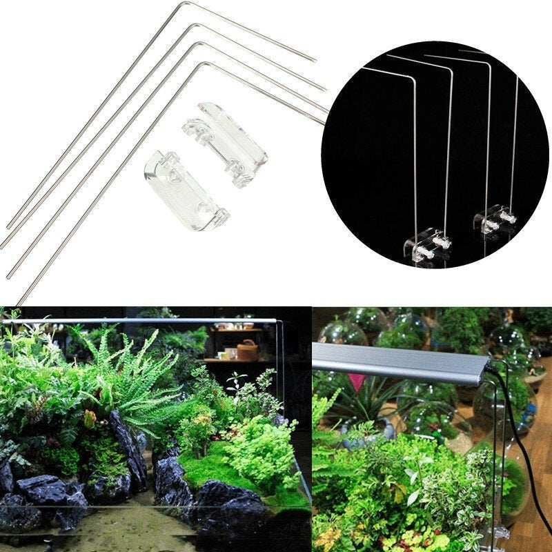 4PCS Stainless Steel Aquarium Stand For Aquatic High LED Light Lamp Fish Tank Holder Bracket Support Image 5