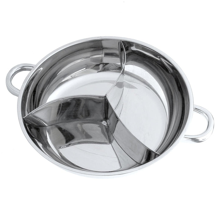 400,340mm 3 Taste Stainless Steel Hot Pot Cookware Soup Container 3 Site Induction Compatible Image 1