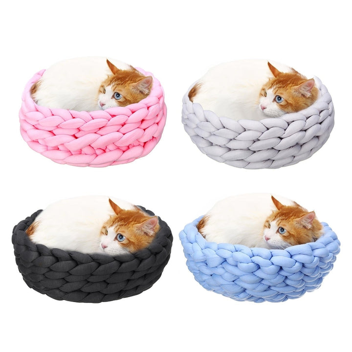 40CM Handmade Knitting Pet Cat Dog Pet Bed Nests House Cushion Mat Pad Washable Image 1