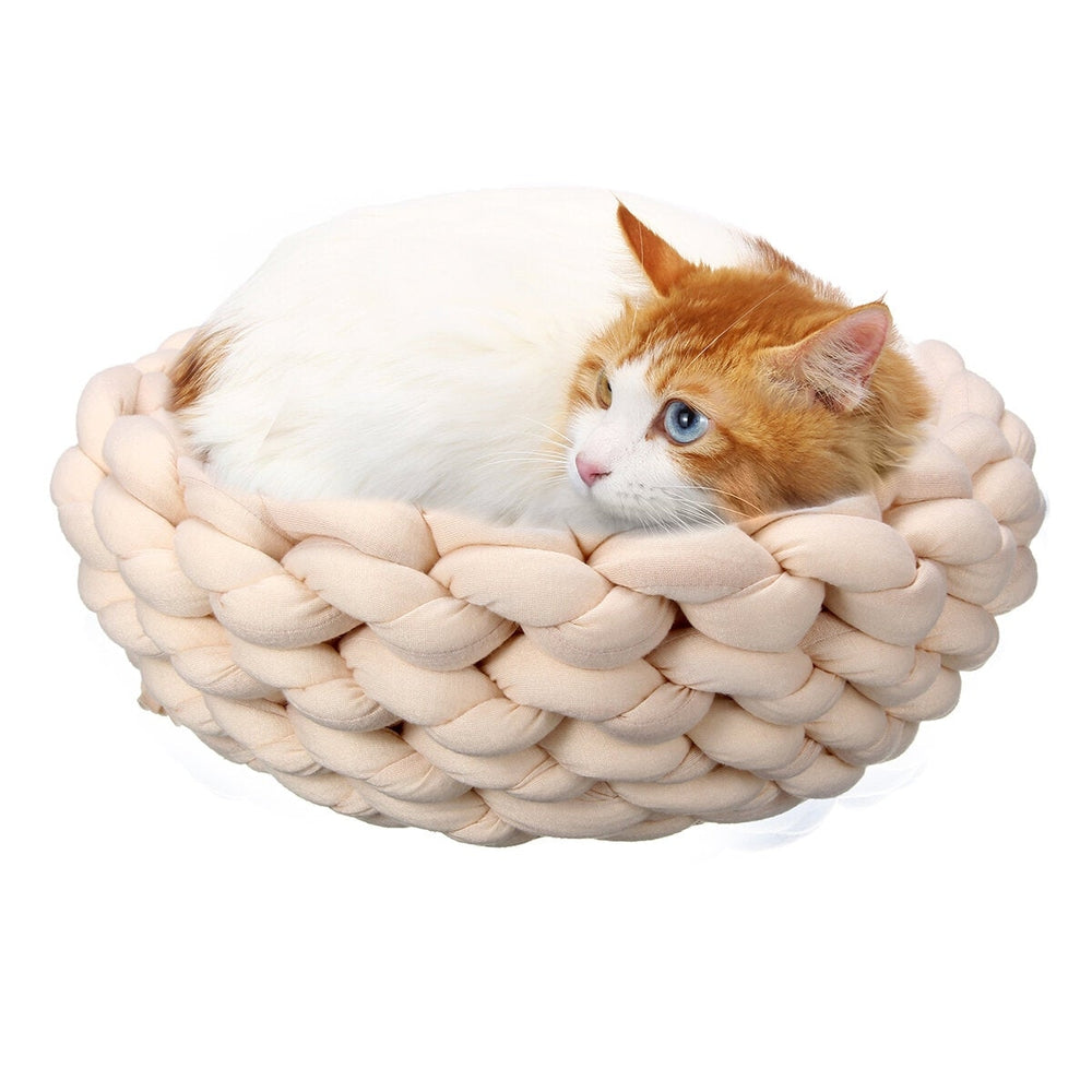 40CM Handmade Knitting Pet Cat Dog Pet Bed Nests House Cushion Mat Pad Washable Image 2