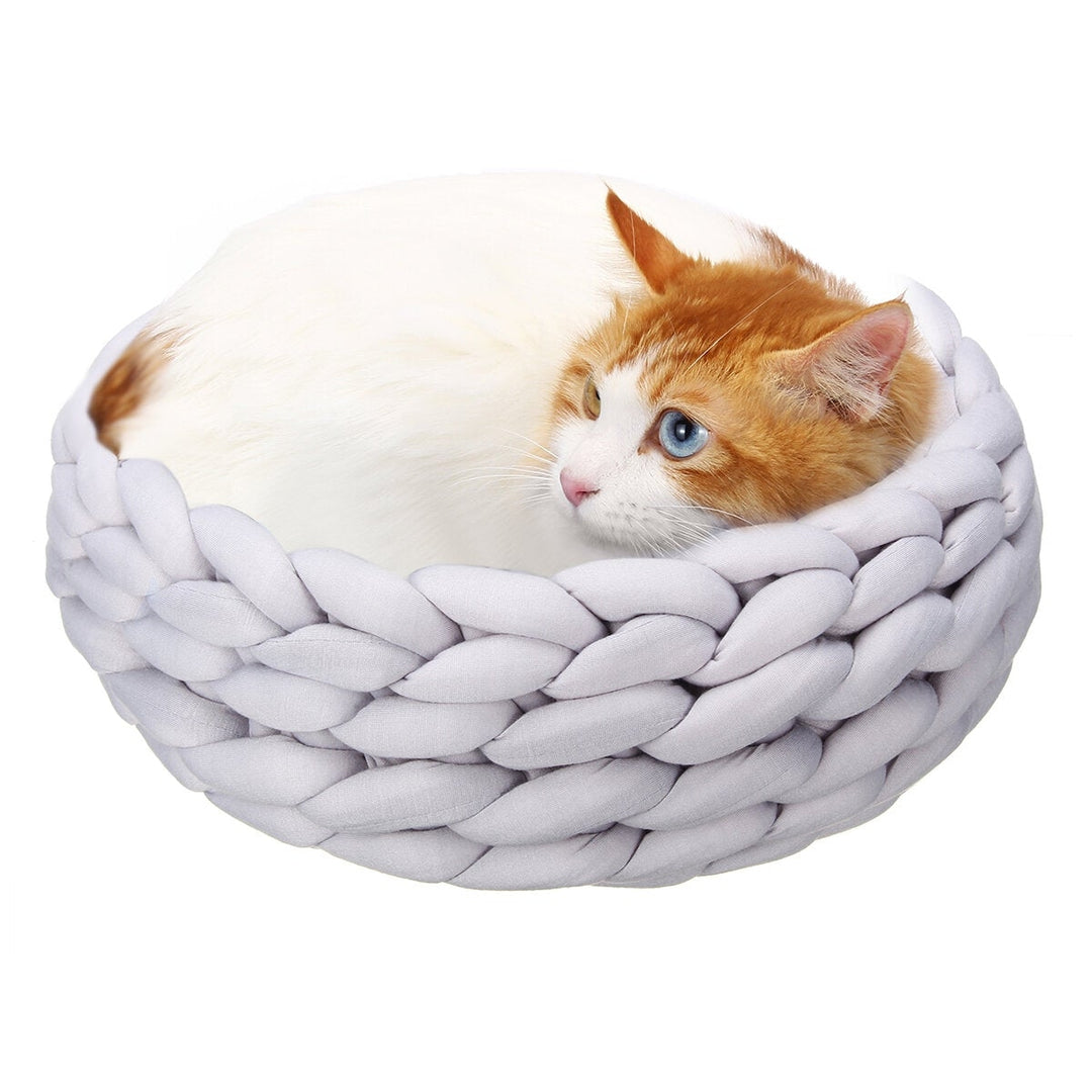 40CM Handmade Knitting Pet Cat Dog Pet Bed Nests House Cushion Mat Pad Washable Image 4