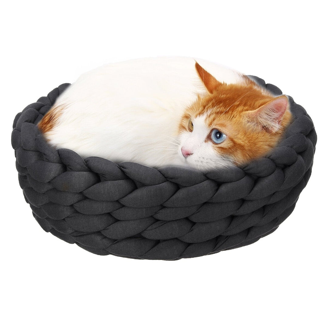 40CM Handmade Knitting Pet Cat Dog Pet Bed Nests House Cushion Mat Pad Washable Image 5