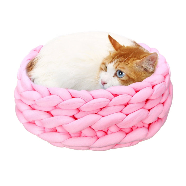 40CM Handmade Knitting Pet Cat Dog Pet Bed Nests House Cushion Mat Pad Washable Image 6