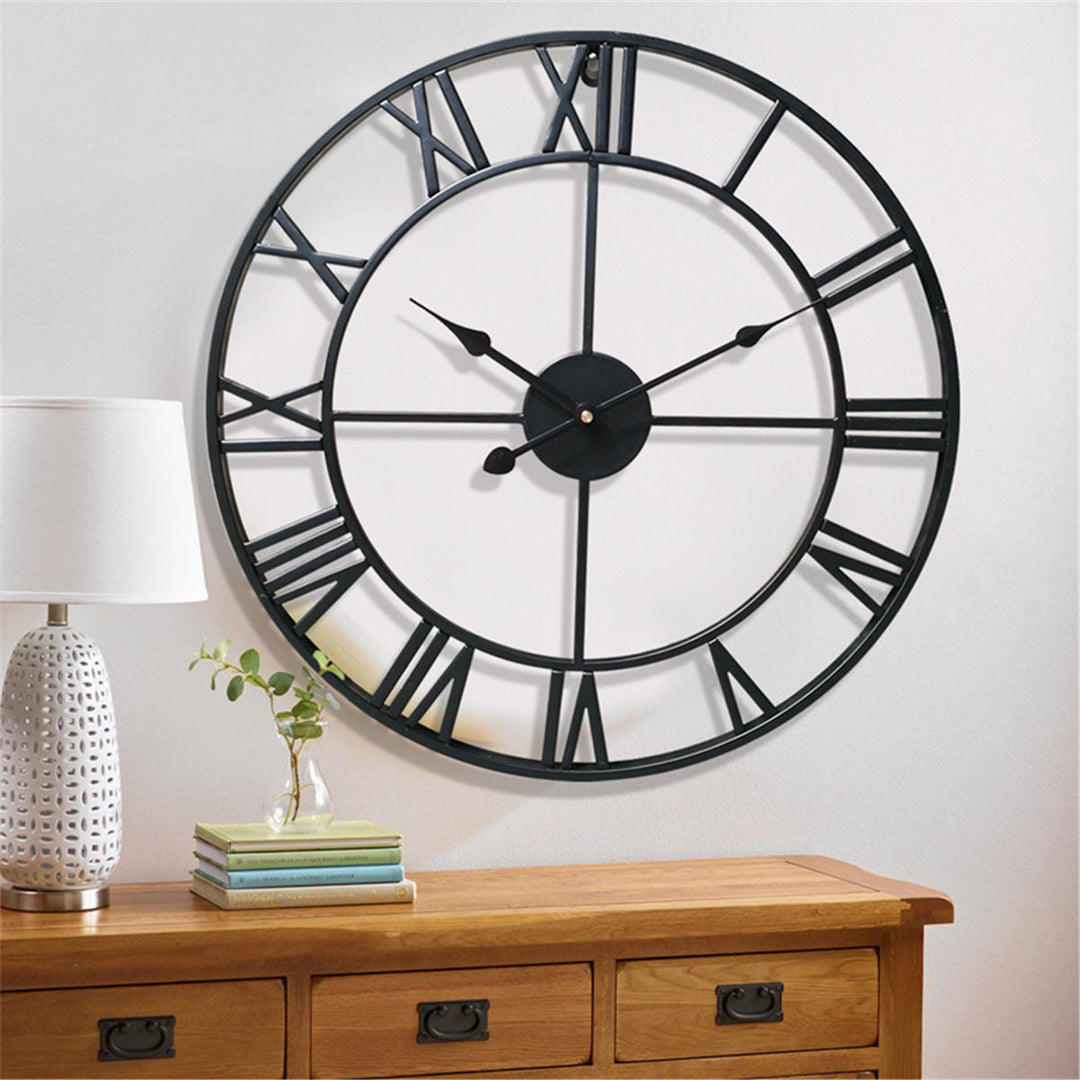 40cm,50cm Large Metal Skeleton Wall Clock Antique gold Round Living Room Image 4