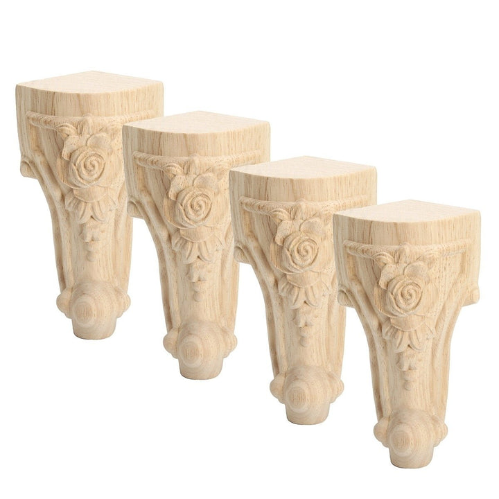 4Pcs Solid Wood Carved Furniture Foot Leg Support TV Cabinet Couch Sofa European Style Image 1