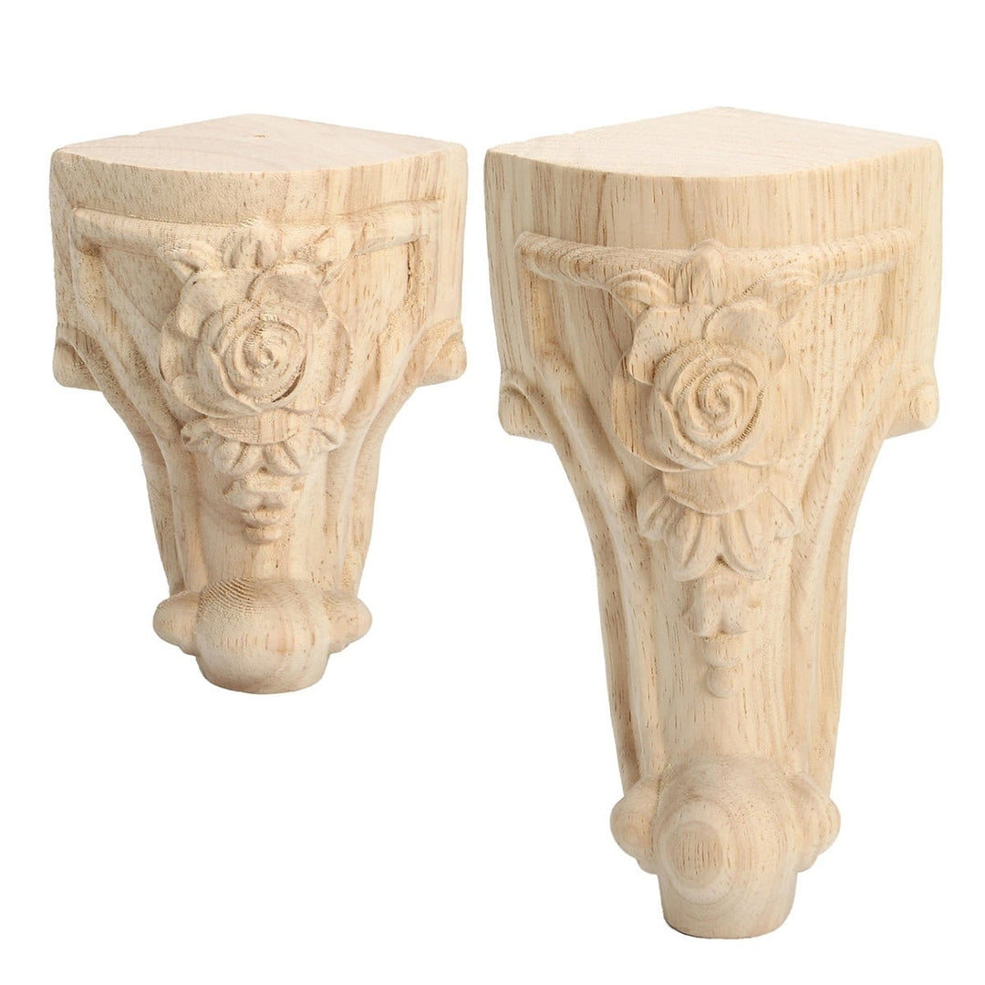 4Pcs Solid Wood Carved Furniture Foot Leg Support TV Cabinet Couch Sofa European Style Image 6