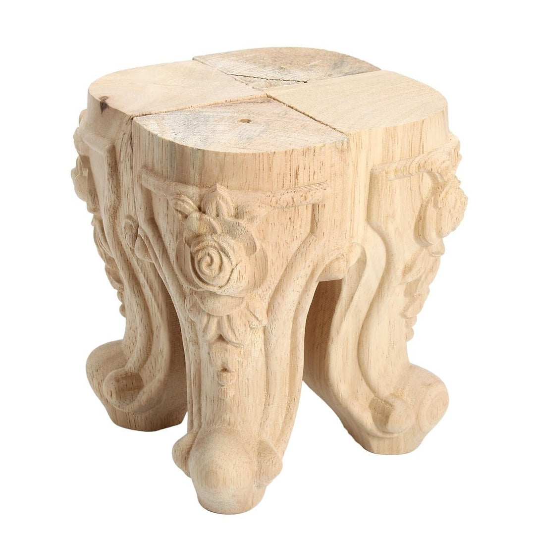 4Pcs Solid Wood Carved Furniture Foot Leg Support TV Cabinet Couch Sofa European Style Image 7