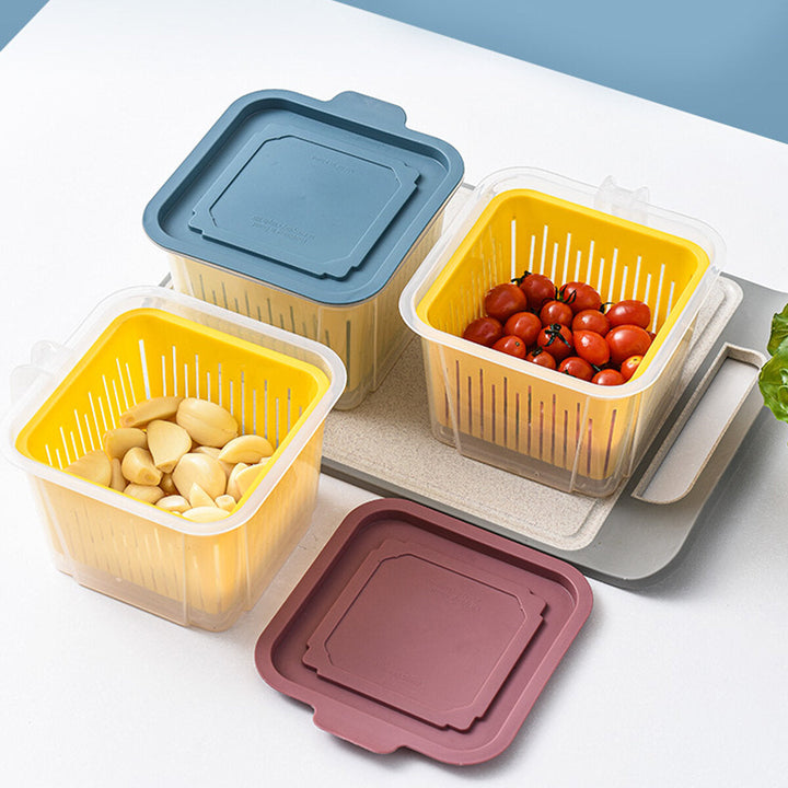 4PCS Kitchen Storage Boxes Plastic Rice Food Drain Seal Container Crisper Image 5