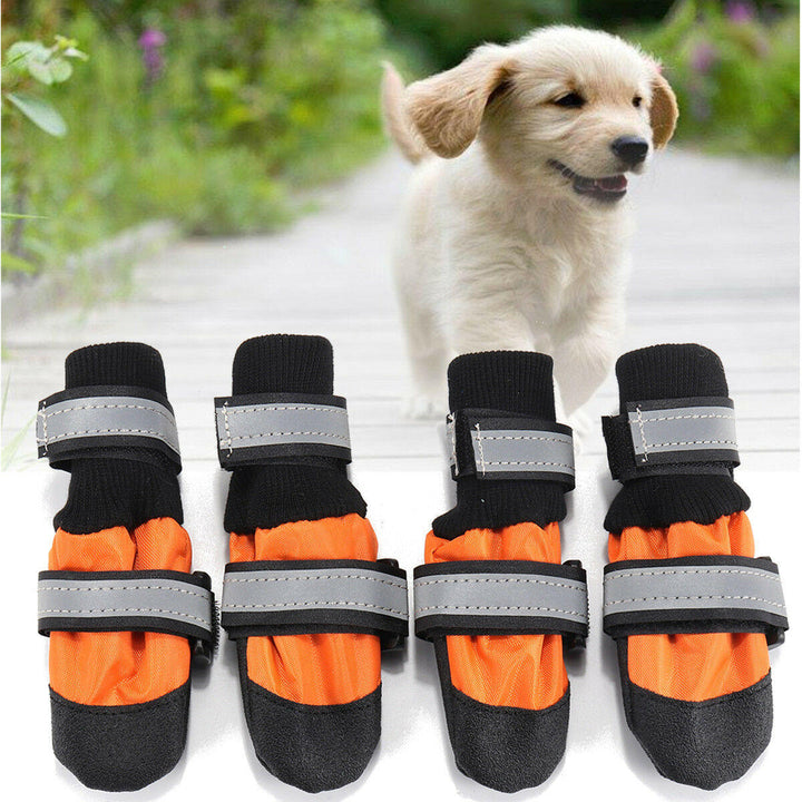 4Pcs Pet Dog Rain Snow Boots Warm Shoe Anti-slip Footwear Sock Waterproof Shoe Covers Image 2