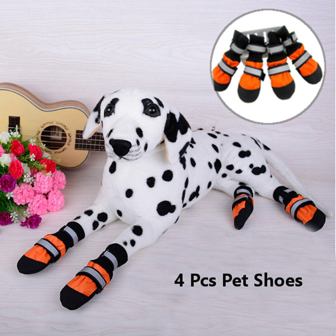 4Pcs Pet Dog Rain Snow Boots Warm Shoe Anti-slip Footwear Sock Waterproof Shoe Covers Image 5