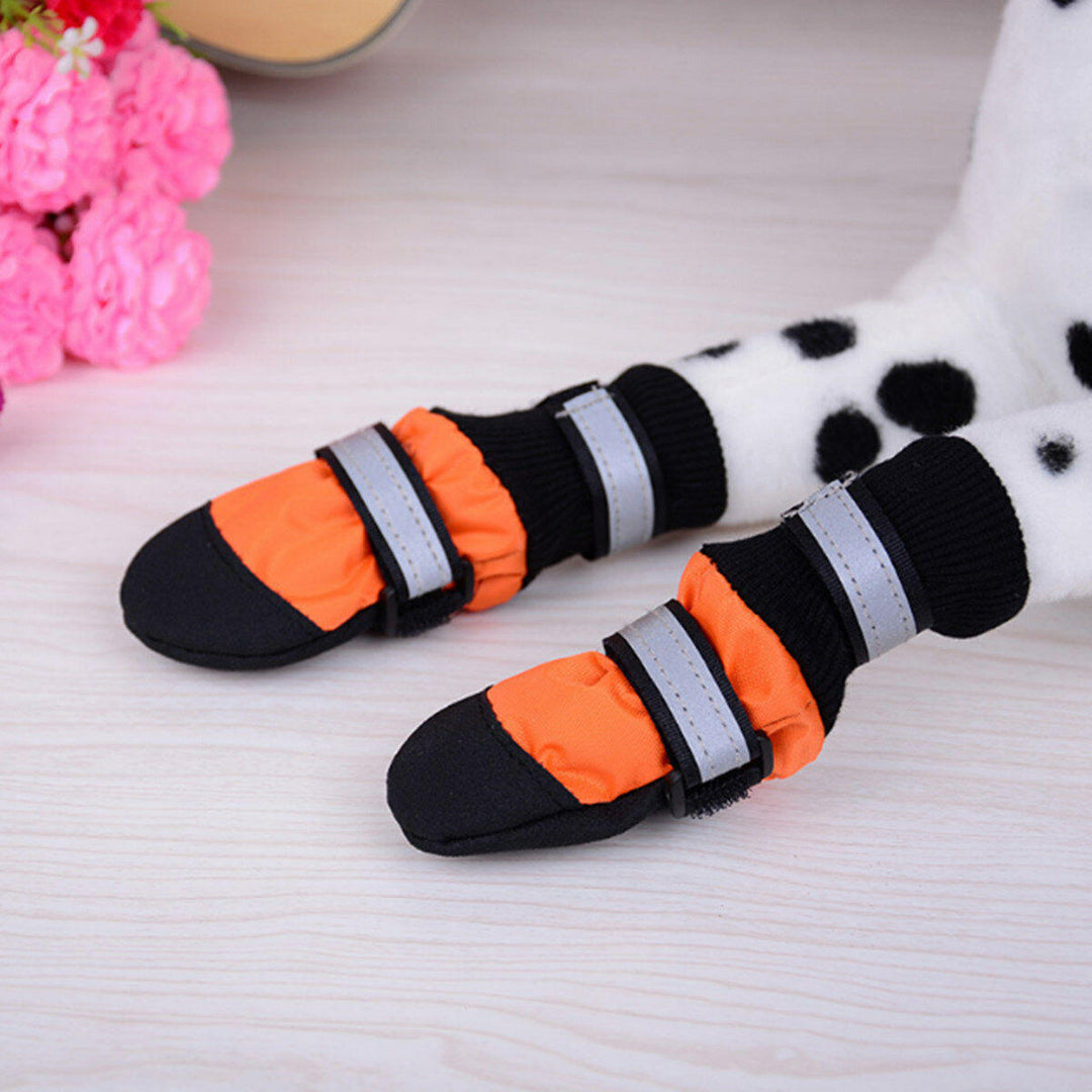 4Pcs Pet Dog Rain Snow Boots Warm Shoe Anti-slip Footwear Sock Waterproof Shoe Covers Image 6