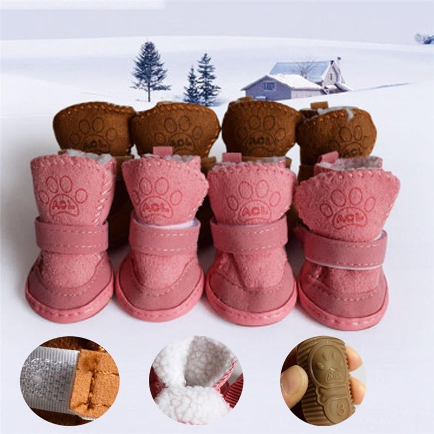 4pcs Pet Winter Warm Shoes Boots Puppy Cotton Blend Winter Snow Warm Walking Boots Fancy Dress up Winter Puppy Cats Warm Image 2