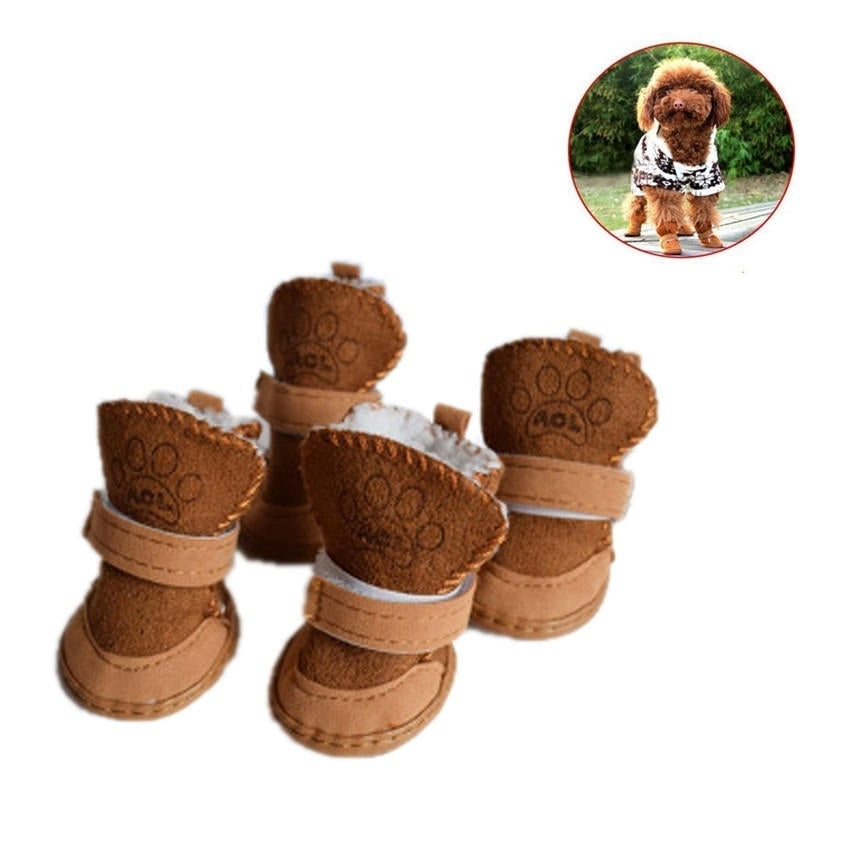 4pcs Pet Winter Warm Shoes Boots Puppy Cotton Blend Winter Snow Warm Walking Boots Fancy Dress up Winter Puppy Cats Warm Image 3