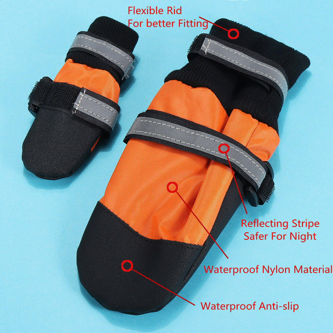 4Pcs Pet Dog Rain Snow Boots Warm Shoe Anti-slip Footwear Sock Waterproof Shoe Covers Image 10