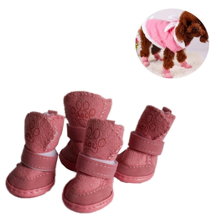 4pcs Pet Winter Warm Shoes Boots Puppy Cotton Blend Winter Snow Warm Walking Boots Fancy Dress up Winter Puppy Cats Warm Image 4