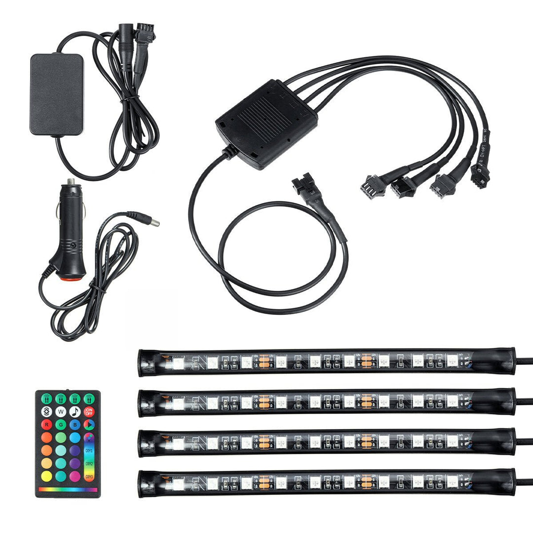 4PCS 9LED RGB Strip Lights Underglow Underbody Remote Control Decorative Floor Atmosphere Strip Interior Lamp Image 12