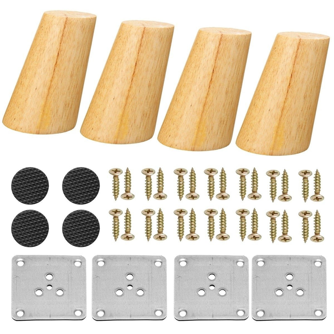 4Pcs,Set Solid Wooden Cone Angled Furniture Legs Kit Sofa Table Chair Stool Part Leg Support Image 1