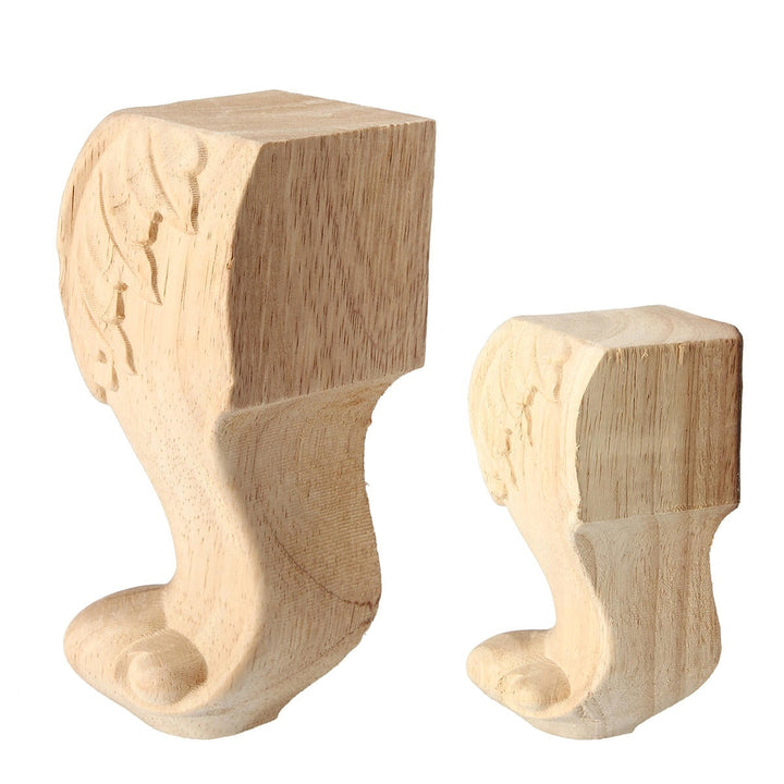 4Pcs 10,15cm European Solid Wood Applique Carving Furniture Foot Legs Unpainted Cabinet Feets Decal Image 4