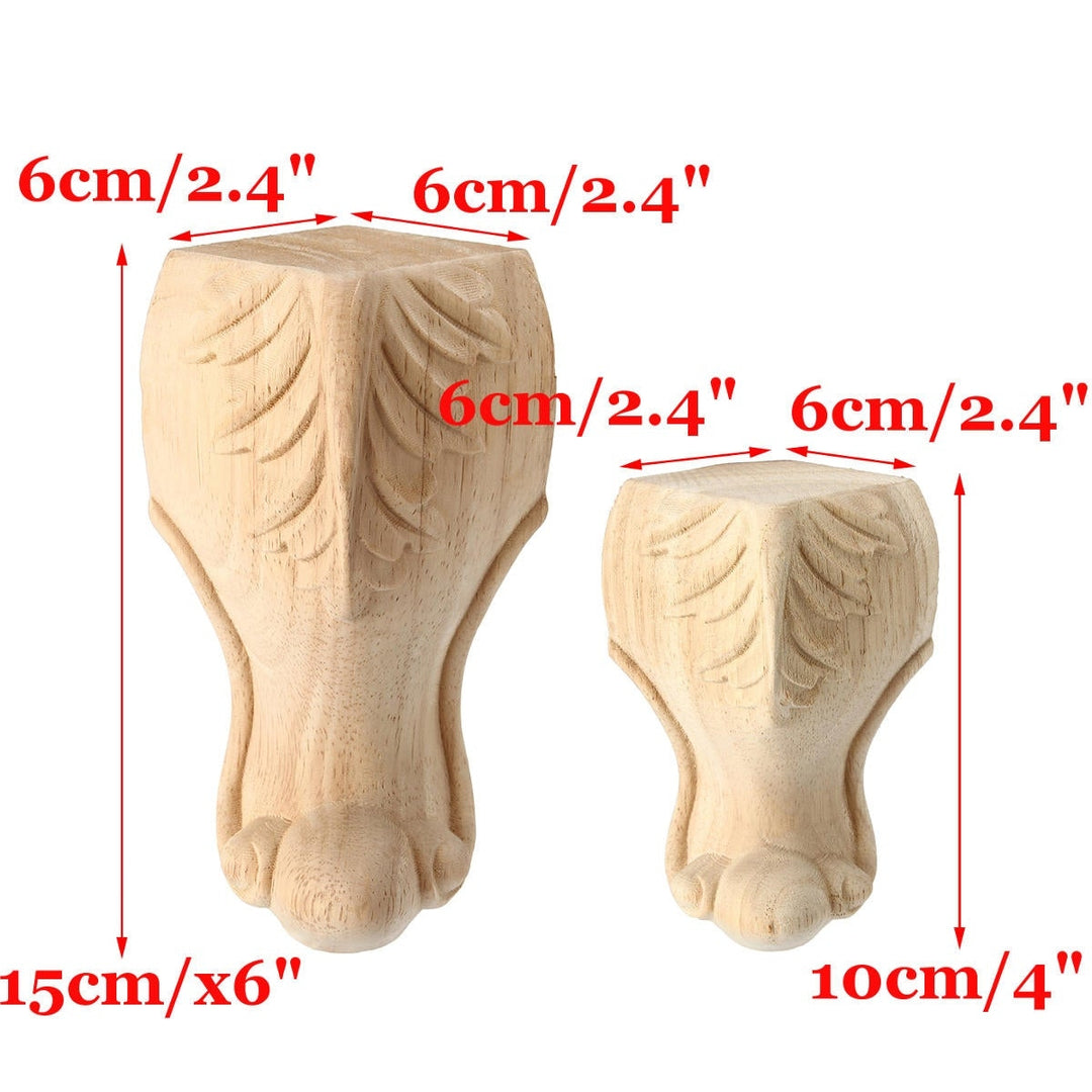 4Pcs 10,15cm European Solid Wood Applique Carving Furniture Foot Legs Unpainted Cabinet Feets Decal Image 5