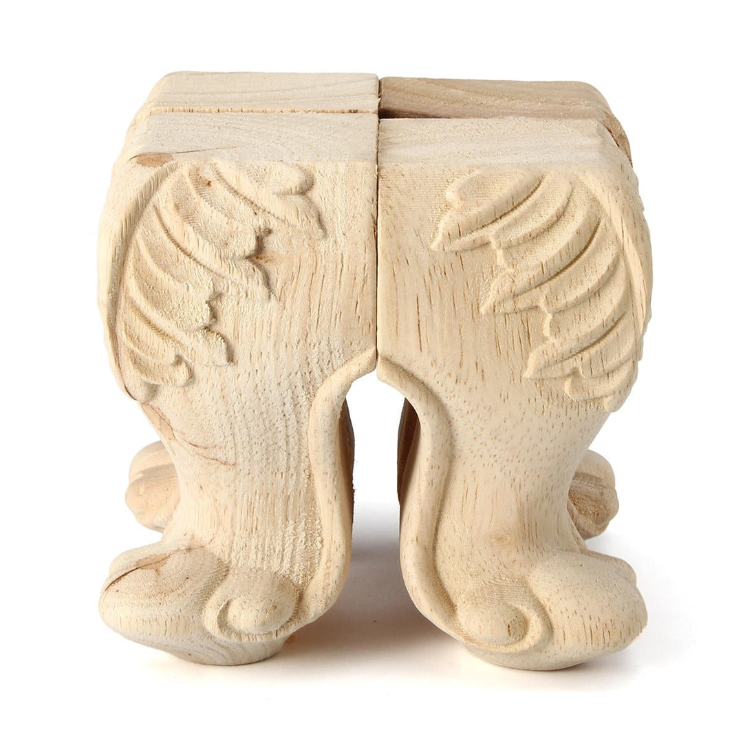 4Pcs 10,15cm European Solid Wood Applique Carving Furniture Foot Legs Unpainted Cabinet Feets Decal Image 6