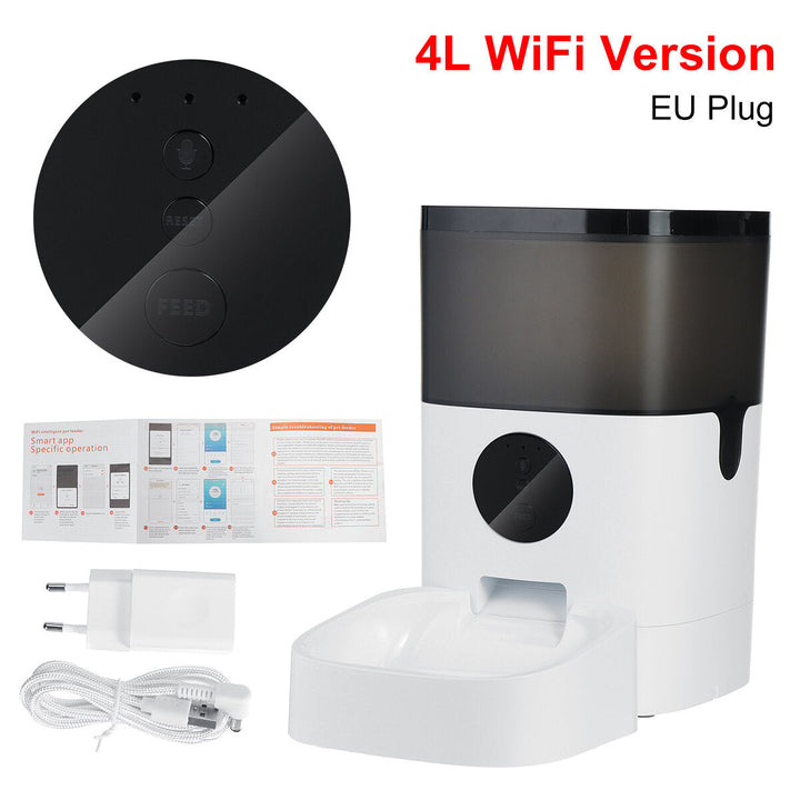 4L Automatic Pet Feeder APP Control Timing Feeding Voice Record Pet Food Dispenser [Video,WiFi,Button Version] Image 3