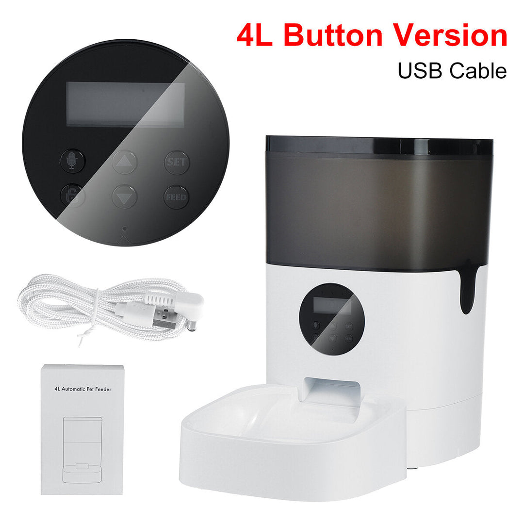 4L Automatic Pet Feeder APP Control Timing Feeding Voice Record Pet Food Dispenser [Video,WiFi,Button Version] Image 5