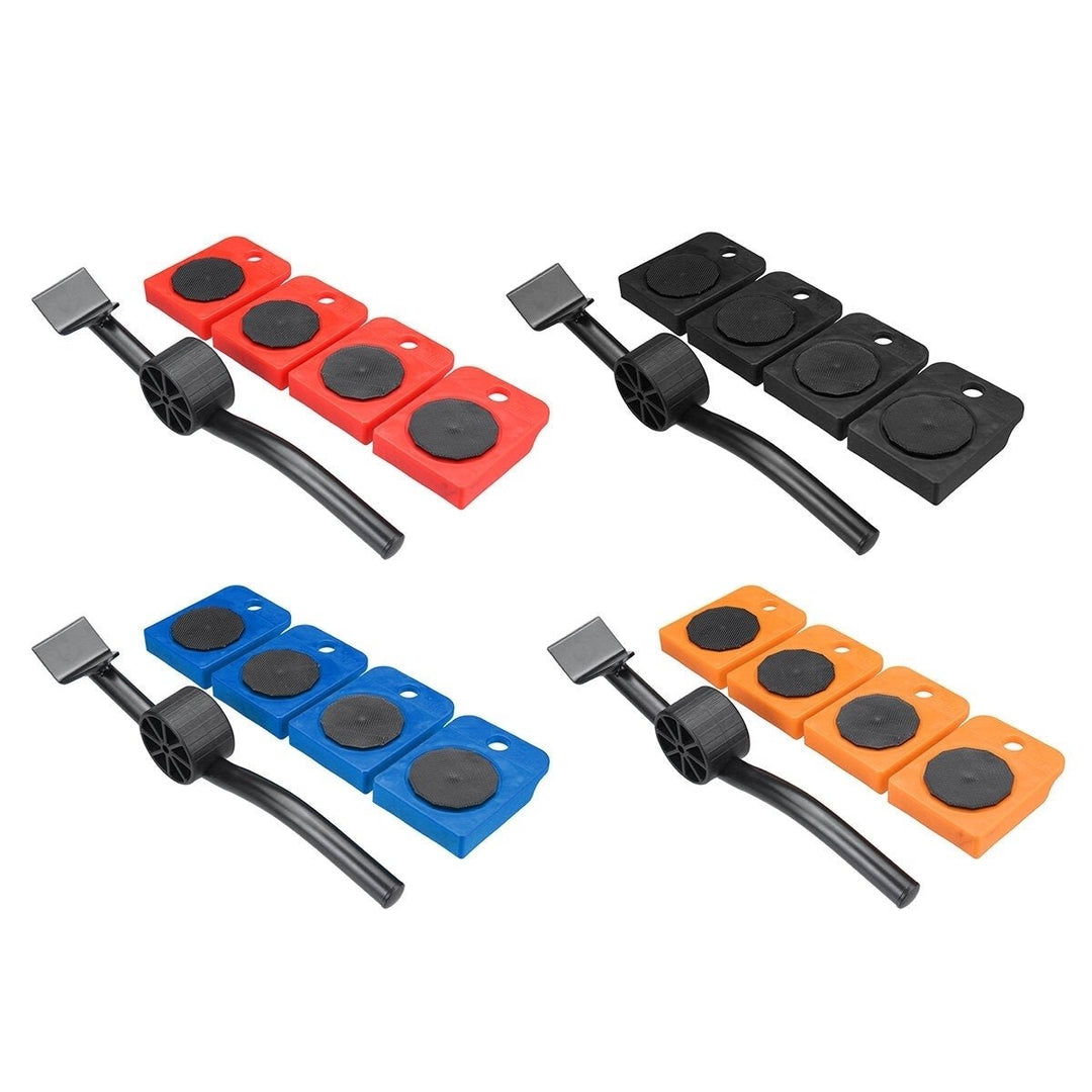 5pcs Heavy Duty Furniture Slider Lifter Movers Tool Kit Roller Transport Trolley Image 1