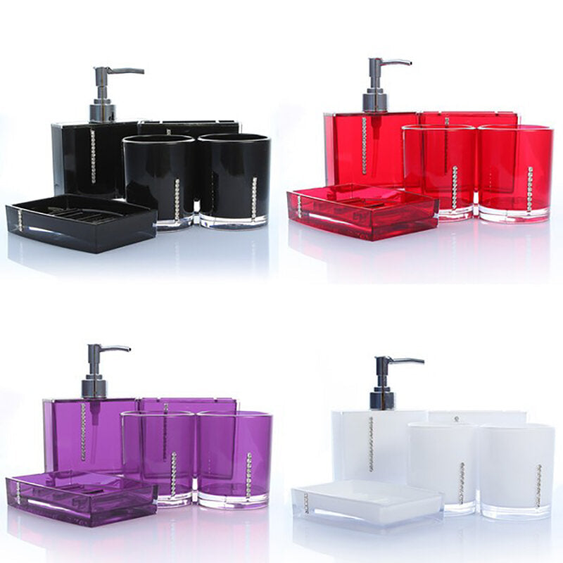 5Pcs Bathroom Accessories Set Cup Toothbrush Holder Soap Dish Dispenser Bottle Washroom Accessories,DTTT Image 1