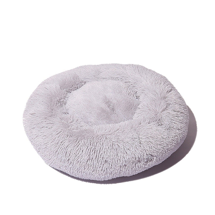 50cm Plush Fluffy Soft Pet Bed for Cats Dogs Circular Design Calming Bed Image 1