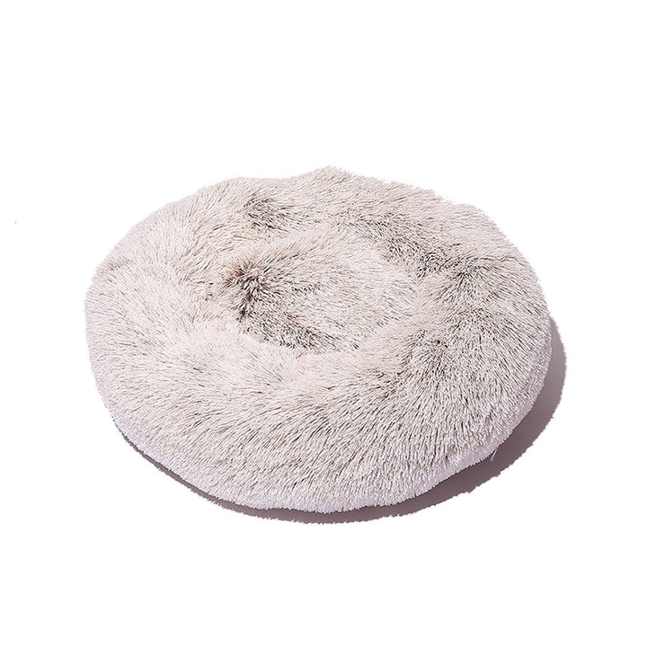 50cm Plush Fluffy Soft Pet Bed for Cats Dogs Circular Design Calming Bed Image 5