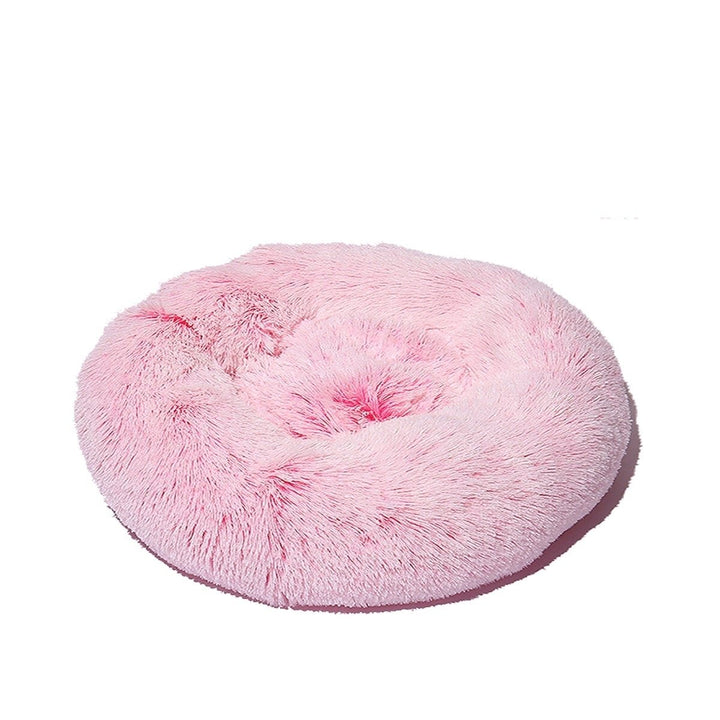 50cm Plush Fluffy Soft Pet Bed for Cats Dogs Circular Design Calming Bed Image 1