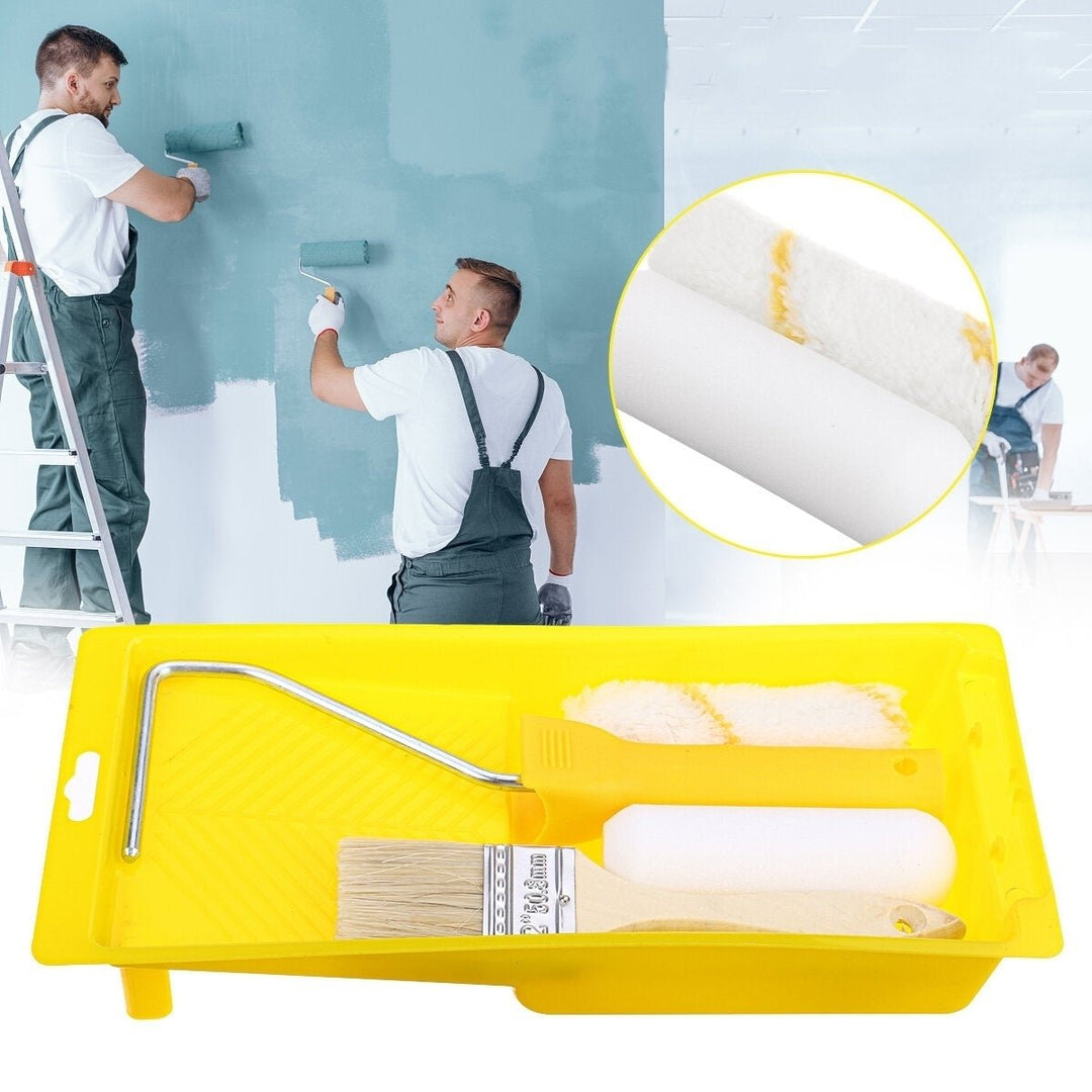 5,6Pcs Paint Runner Pro Roller Brush Set Room Decorating Handle Tools Kits 4Inch Image 5