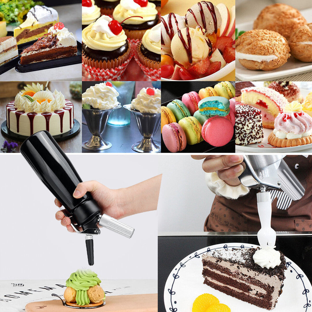 500ml Whipped Cream Dispenser Whipper Cracker Attachen Nozzles Desserts Maker Kitchen Bakeware Tool Image 3