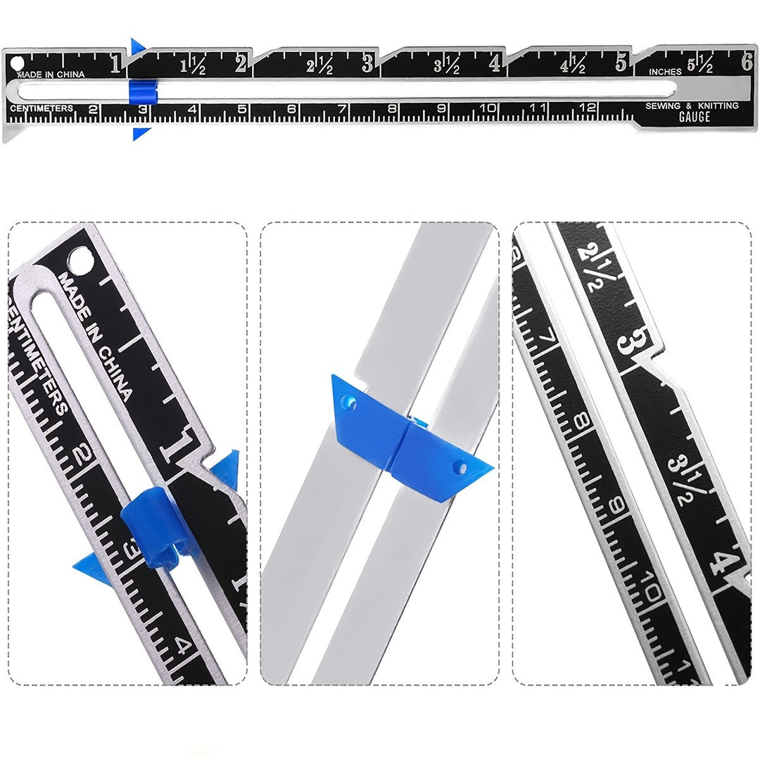 5-in-1 Sliding Gauge Sewing Tool Fabric Quilting Ruler For Knitting Crafting Image 2